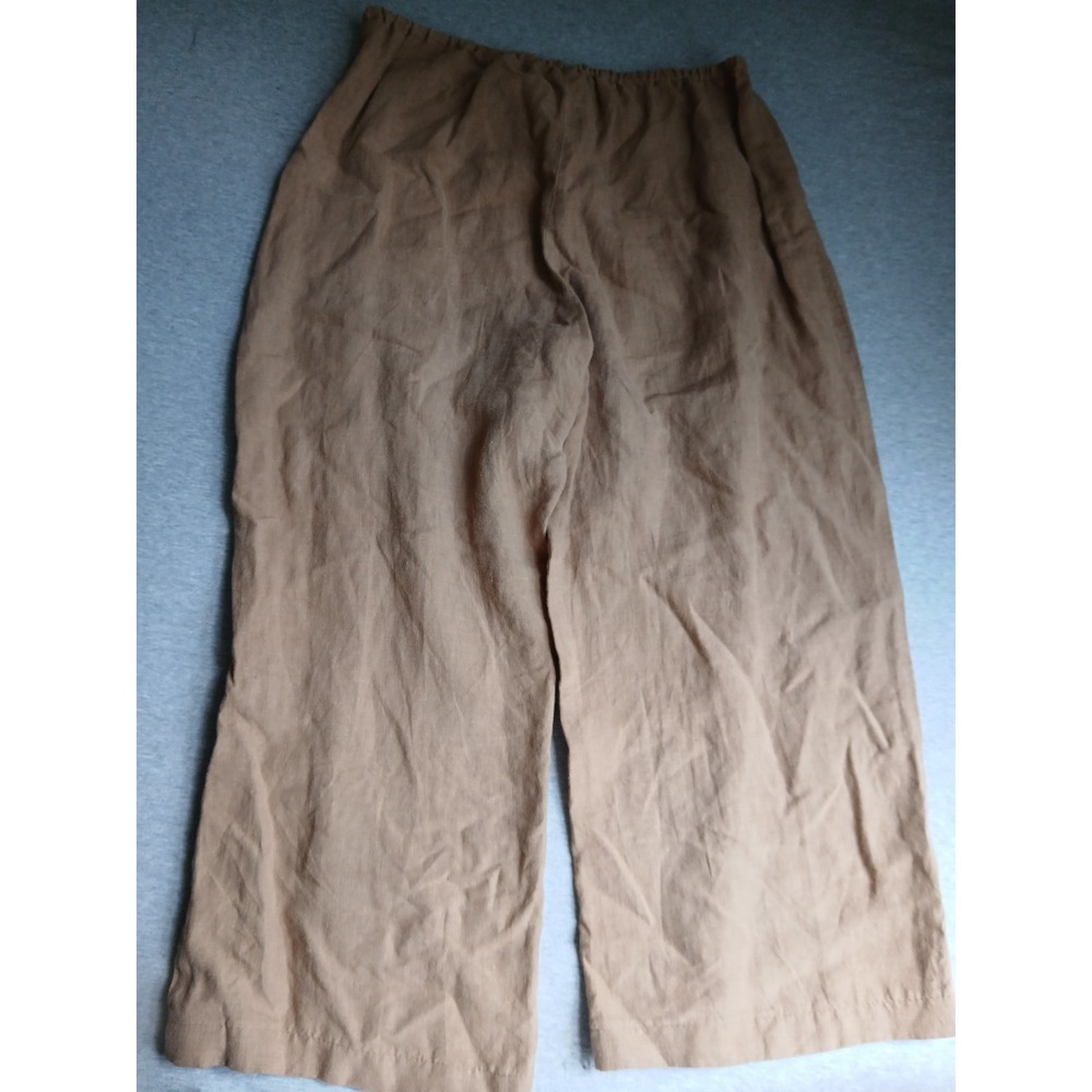 Eileen Fisher Pants Medium 100 Linen Wide Leg Beach Resort Lagenlook Pull On - Picture 8 of 12